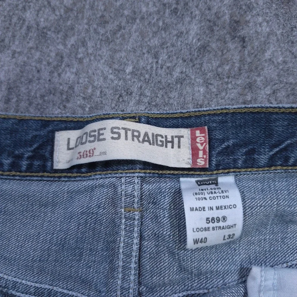 Levis 569‎ Loose Straight Blue Denim Jeans Mens W40 L32 Medium Wash 005690575